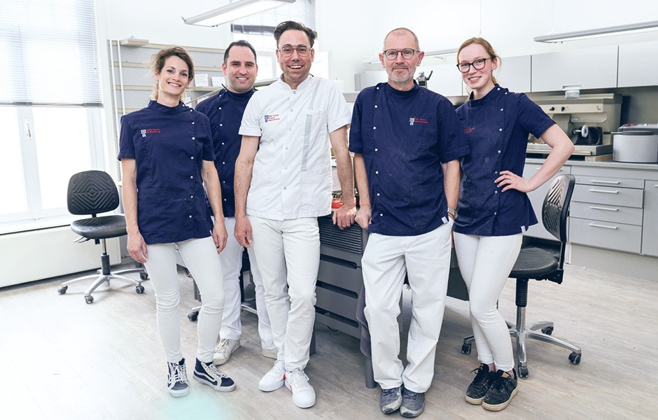 Dental technician Okke Kamps and his team