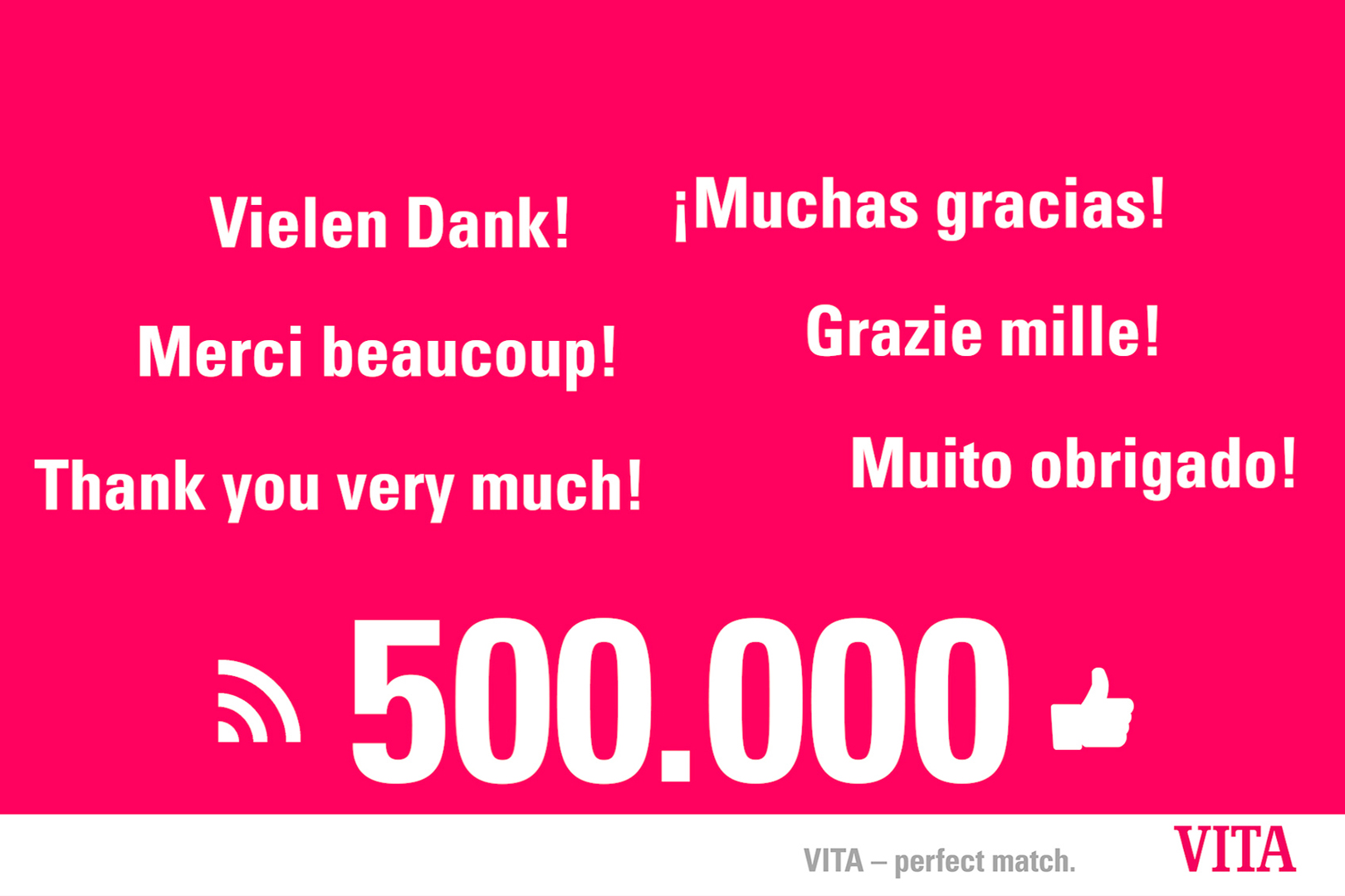 Die Facebook-Seite der VITA Zahnfabrik feiert 500.000 Likes. Die Facebook-Seite der VITA Zahnfabrik feiert 500.000 Likes.